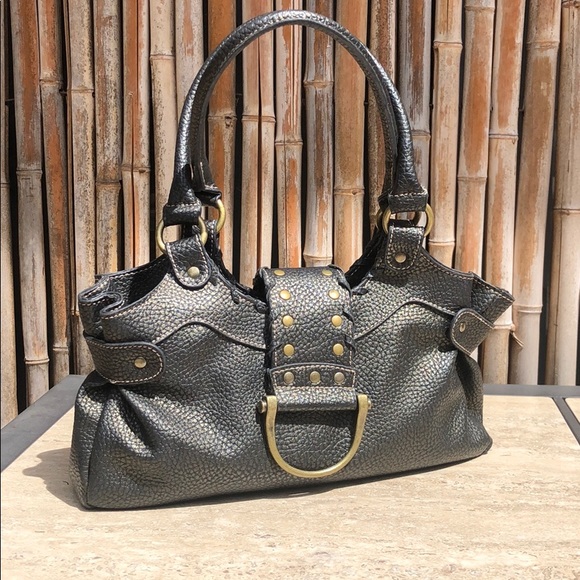 Boutique Bags Handbags - EUC Small Pebbled Bronze & Brass Studded Flap Bag